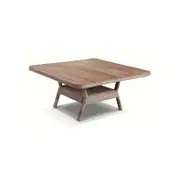Low Dining 1.5m Square Outdoor Wicker Teak Top Table 1.5m - Brushed Grey