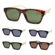 Bamboo Arm Retro Hipster Horn Rim Gentlemans Sunglasses