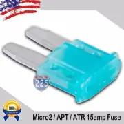 10 Pack 15A Micro2 Blade Fuse 15 AMP APT/ATR 32V Auto Car Truck Boat Marine RV