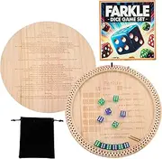 SHICANGSHIYE 11.8-Inch Patented Farkle Dice Tray with Scoring Pegs, Pearl Dice, and Printed Rules – Classic Dice Game Set with Scoring Holes for Easy Progress Tracking
