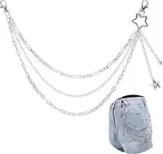 [Aeaocvo] Star Pants Chain, Jean Chain, Pocket Chain With Lobster Clasp for Pants, Pants Chain for Men, Layered Pocket Chain Waist Chain, Rock Wallet Chain, Body Accessories for Women Men, 52cm, zinc alloy