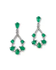 Bloomingdale's Fine Jewelry Emerald & Diamond Open Pear Drop Earrings in 14K White Gold
