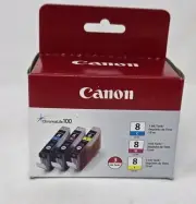Canon ChromaLife 100 CLI-8 Ink 3 Pack Cyan Magenta Yellow New Sealed