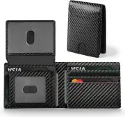 Wallet for Men RFID Blocking Black Leather Wallets Bifold Front Pocket Carbon Fi