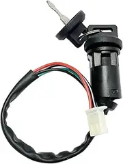 Ignition Key Switches for Kawasaki Dirt Bike 50 90 110 125cc ATV 4 Pin Motorcycle Ignition Switch Electric Door Lock with Dust Cover Key Ignition Barrel Key Switch