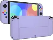 eXtremeRate DIY Full Set Shell Buttons for Nintendo Switch OLED, Replacement Console Back Plate & Kickstand, Custom Case Housing for Nintendo Switch OLED JoyCon Controller - Light Violet