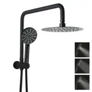 ACA WELS Round 8'' Ultrathin Rainfall Shower Head Station 3-MODE Handheld Set Diverter Black