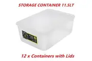 12 x 11.5L Rectangle Stack-able Plastic Food Storage Container Box Lid BPA Free WMCV