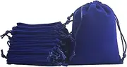 KONMAY Pack of 10 Royal Blue Soft Velvet Jewellery Bags With Drawstring 20 x 25 cm - Wedding Party Gift Bags