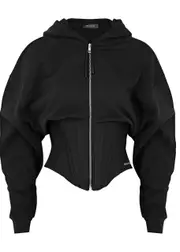 Mugler Hooded Cotton-blend Corset Sweatshirt - Black - S (UK8-10 / S) S (UK8-10 / S)