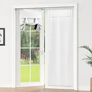 LazBlinds 100% Blackout Door Curtains, Self Stick Tie up French Door Curtain for Privacy, Room Darkening Window Drape Front Door Sidelight Glass Door Curtain Panels, 26W x 69L, 1 Panel, White