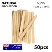 50pcs Wooden Craft Sticks Long Paddle Pop Ice Cream Coffee Tea Stick 15x1.8cm