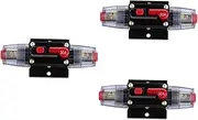 Gatuida 3pcs Manual Reset Car Audio Fuseholder Inline Auto Circuit Breaker 30a 12v-24v Surge Protection