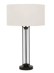 Iris 1 Light Table Lamp in Black/Glass/White