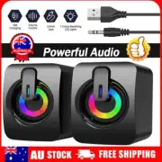 Surround Sound System LED Speakers Gaming Bass USB Wired for Desktop Computer GV