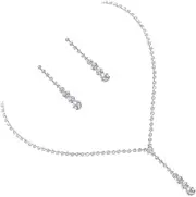 [Veemoon] 1 Set Set Bridal Necklace Set Bridal Jewelry Bridal Necklace Earrings Rhinestone Dangle Earrings Necklaces for Women Initial Rhinestone Choker Necklace Rhinestones Silver
