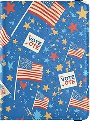 [Amooorous] American Flag Blue Leather decorative passport holder for travel Vaccine Case Protector Cover Document Organizer Holder Accessories Waterproof, American flag blue, 1 size