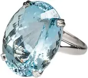 [Gixaxak] Fashion Women 925 Silver Large Oval Cut Aquamarine Gemstone Ring Engagement Wedding Jewelry Sapphire Topaz Women Ring