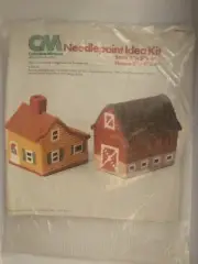Columbia Minerva Needlepoint Idea Kit Barn Gold House Miniature Village 1978 New