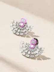 [Kamyen] Kamyen - Fan 18-karat White Gold, Diamond And Enamel Earrings - Silver - One size One size Silver