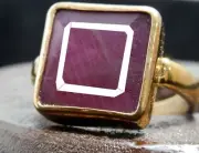 Natural Untreated Square Cut Certified Mozambique Red Ruby Adjustable Ring