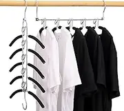 5 in 1 Space Saver Coat Hangers, 2 Pack Multilayer Metal Clothes Hanger Anti Slip Clothes Hangers with EVA Sponge Tube, Heavy Duty Stainless Steel Hangers for Closet Storage Organizer
