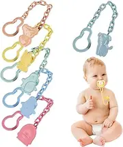 KUMSODE Silicone Toy Clip, 6 Pieces Toy Seat Belts, Silicone Pacifier Clips, Drinking Cup Strap, Adjustable Stroller Pacifier Strap for Hanging Toys