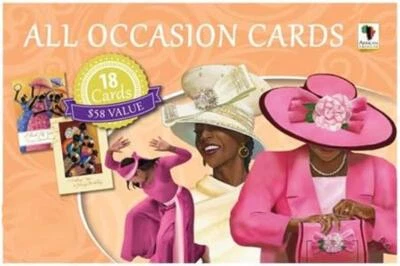 African American Expressions All Occasion Boxed Cards 18 Assortment NEW Orange