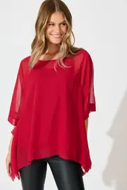 Good Decisions Top Half Sleeve in Red S/M