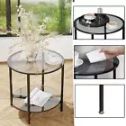 High-end Round Side Table 2 Tier Glass Coffee Table Nightstand for Home Offices