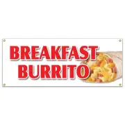 BREAKFAST BURRITO BANNER SIGN egg sausage bacon potato wrap all day