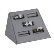 Grey Ring Display Stand Set 5-Ring Holder Mini Jewelry Stand Gray Faux Leather