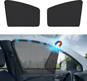 2Pcs Car Sunshade Protector For Front Side Windows Uv Blocker Mesh Black