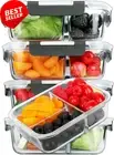 Glass Meal Prep Containers, 5 Pc, 3 Compartment, 36 Oz, Oven Safe