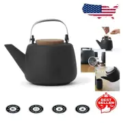 40 Oz Nicola Porcelain Teapot with Cork Lid & Steel Handle for Elegant Brewing
