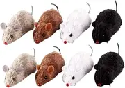 SEWOART 8pcs Plush Clockwork Mouse for Cats Durable Wind Up Rat Engaging Training Model for and Play Random Color Assortment Random Color