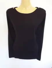 *DAVID LAWRENCE* STUNNING BLACK SOFT STRETCHY 100% MERINO WOOL TOP sz14 NWT!