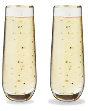 Twine Starlight Stemless Champagne Flute Set