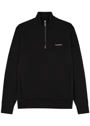 Calvin Klein Logo Cotton-blend Half-zip Sweatshirt - Black - S S