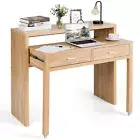 Extendable Computer Desk Console Table Writing Study Workstation Drawer & Wheels