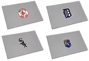 MLB Door Mat Patio Garage Entry Way Solid Wood Grey Finish Team Logo Vinyl Decal