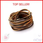 TeeLiy 3MM Flat Genuine Leather Cord - Natural Leather Lacing - Strip Cord Braid