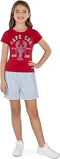 [Speechless] Girls Graphic Tee and Seersucker Plaid Short Set