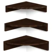 Corner Shelf Wall Mount Set of 3 Floating Shelves for Storage and Display Rus...