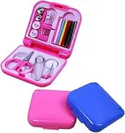 KONTONTY Portable Mini Sewing Kit Compact Sewing Box with Essential Tools for DIY Repair Travel Home Use Includes Scissors Needles Thread and Accessories for Emergencies Color