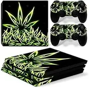 Vinyl Skin Decal Sticker Cover Set for Sony PS4 PRO Console and 2 Dualshock Controllers - Weeds