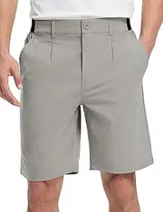 [TBMPOY] Mens Work Dress Shorts Golf Stretch Waistband Summer Pleated Casual Business Dressy Short for Men with Pockets