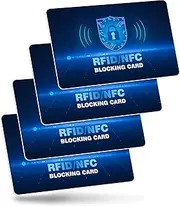 [XIELBIS] 4 PCS RFID Blocking Card,Slim NFC Blocker for Wallets,Card Blocker for Contactless Cards, Anti-Theft Debit & Credit Card Protector