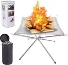 Portable Outdoor Fire Pit, 16.5 Inch Foldable Stainless Steel Fire Pit for Ca...