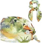 [YTYVAGT] Scrub Caps Women,Scrub Hats Suitable for Women,Dinasour Cartoon Watercolor